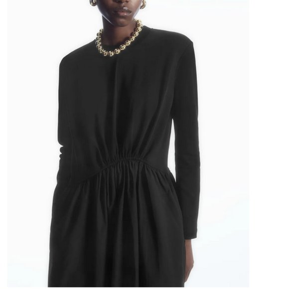 COS Asymmetric Gathered-Waist Midi Dress - Picture 6 of 14